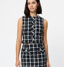 French Connection Windowpane Tweed Crop Top