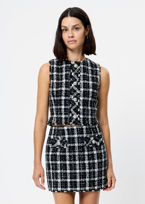 French Connection Windowpane Tweed Crop Top