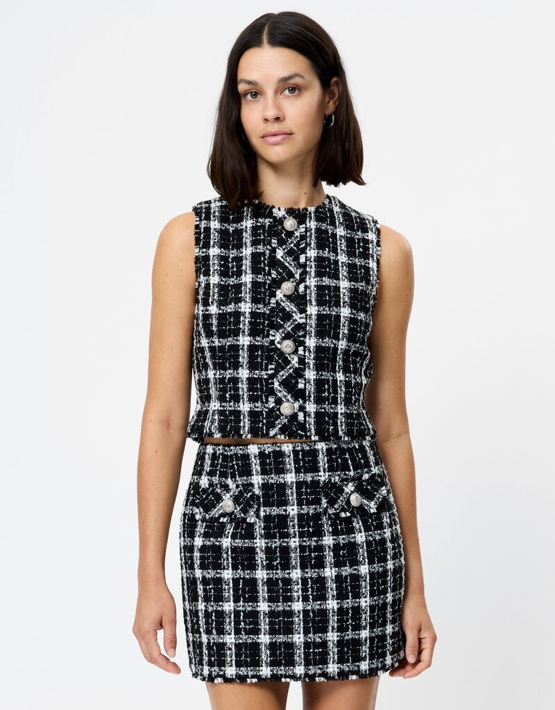French Connection Windowpane Tweed Crop Top