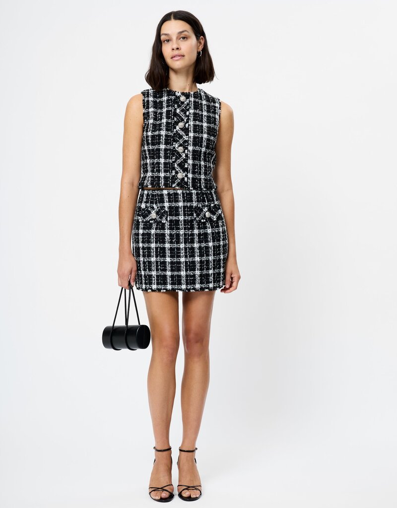 French Connection Windowpane Tweed Crop Top