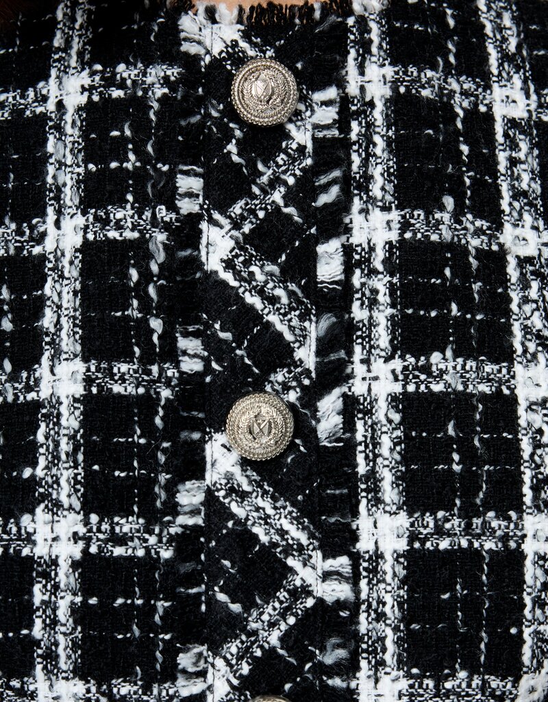 French Connection Windowpane Tweed Crop Top
