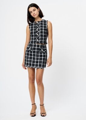 French Connection Windowpane Tweed Mini Skirt
