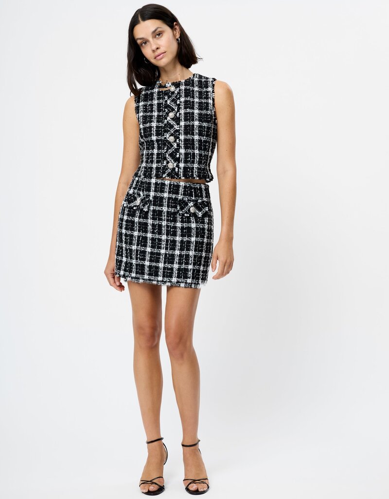 French Connection Windowpane Tweed Mini Skirt