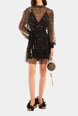 Farm Rio Embroidered Tulle Black Mini Dress