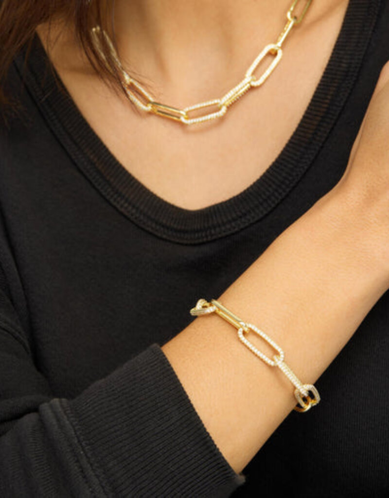 Melinda Maria Carrie Pave Chain Link Bracelet