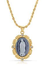 Joy Dravecky French Blue Cameo Mary Necklace