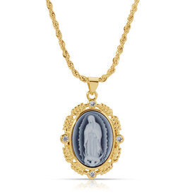 Joy Dravecky French Blue Cameo Mary Necklace