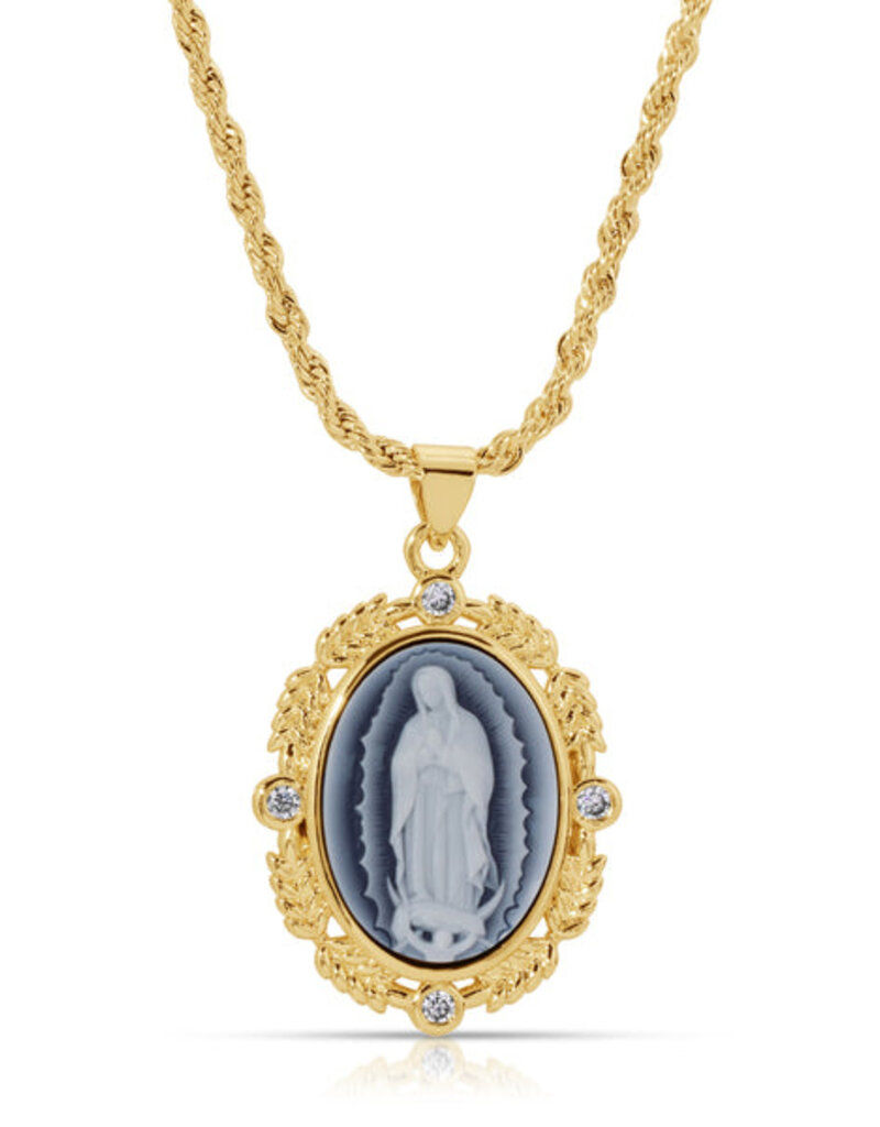 Joy Dravecky French Blue Cameo Mary Necklace