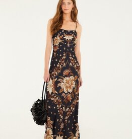 Farm Rio Majestic Garden Black Slip Dress