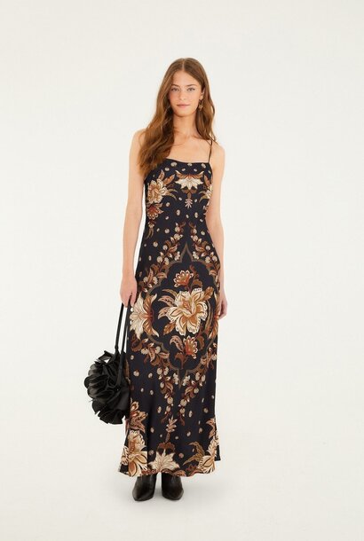 Majestic Garden Black Slip Dress