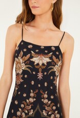Farm Rio Majestic Garden Black Slip Dress