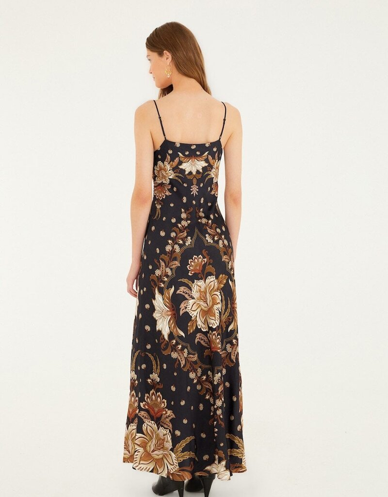 Farm Rio Majestic Garden Black Slip Dress
