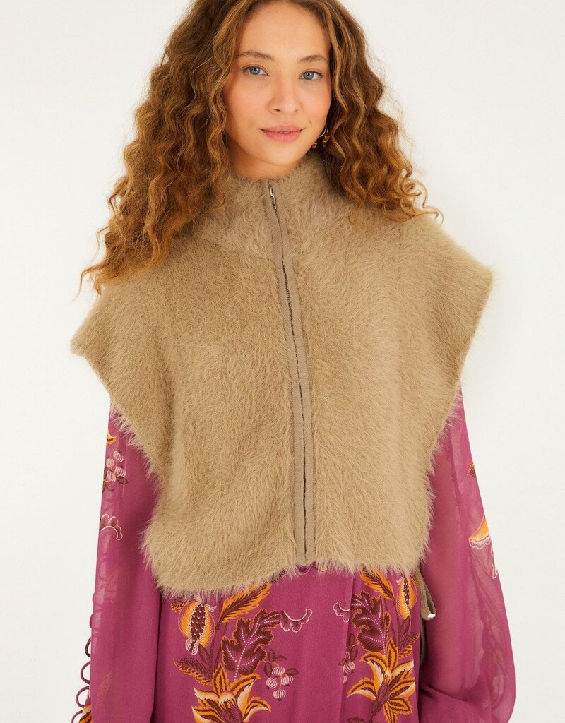 Farm Rio Fuzzy Caramel Vest