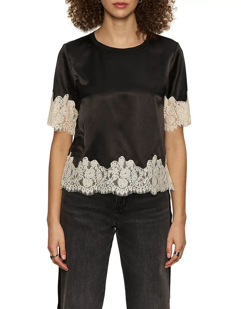 Sanctuary One of A Kind Satin Lace Top