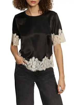Sanctuary One of A Kind Satin Lace Top