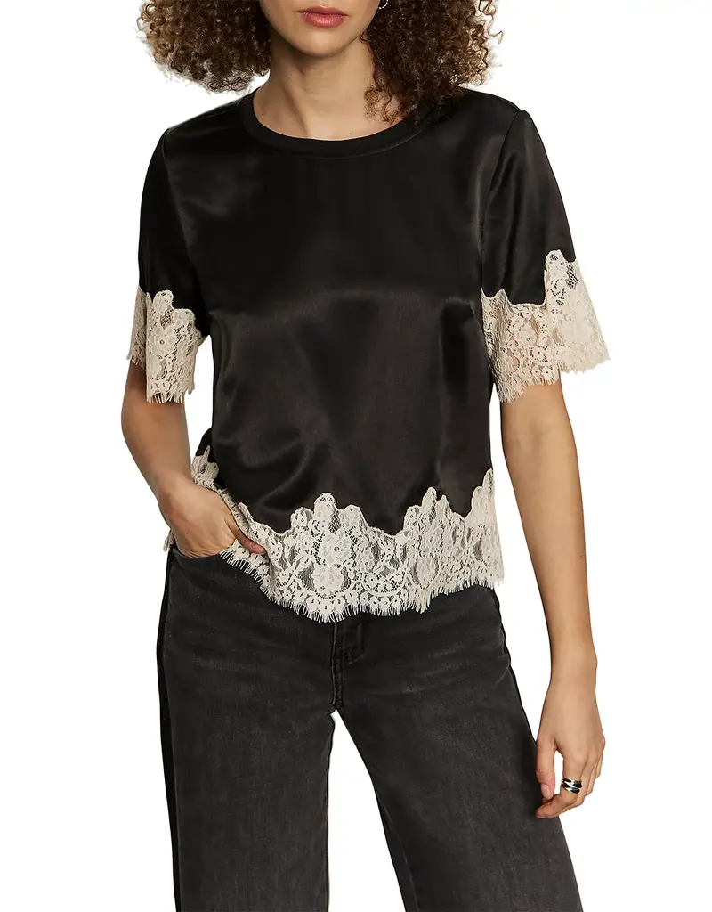 Sanctuary One of A Kind Satin Lace Top