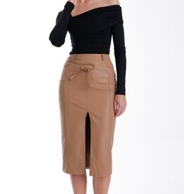 Karina Grimaldi Mona Vegan Leather Midi Skirt