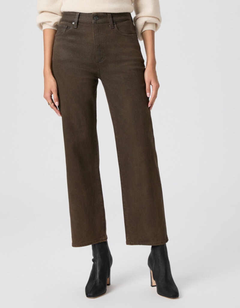 Paige Stevie Ankle Straight - Dark Brown Distressed Coating
