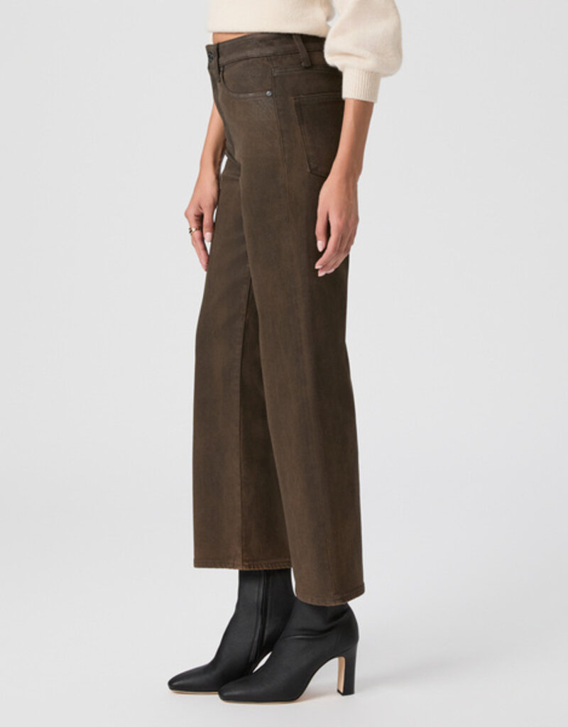 Paige Stevie Ankle Straight - Dark Brown Distressed Coating