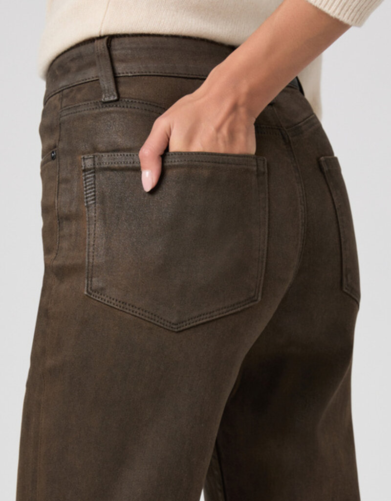 Paige Stevie Ankle Straight - Dark Brown Distressed Coating