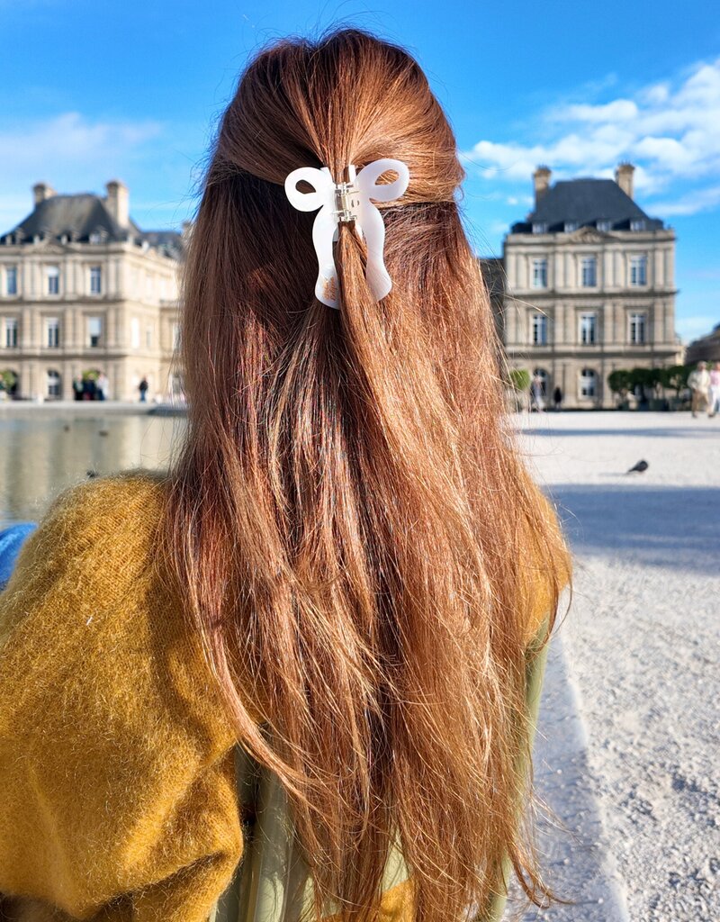 Solar Eclipse Hand-Painted Coquette Bow Claw Hair Clip