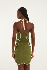 Farm Rio Green Wavy Trim Mini Dress