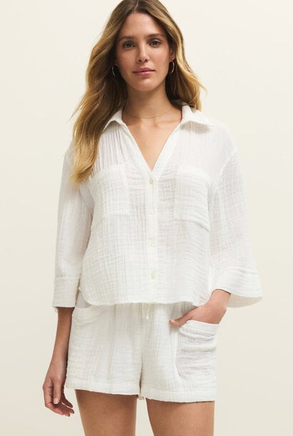 Helena Airy Gauze Button Up
