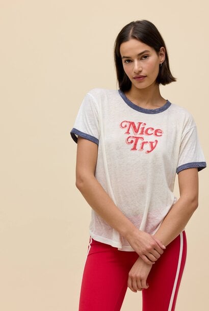 Nice Try Burnout Ringer Tee