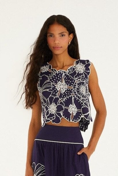 Blue Flowers Richelieu Top