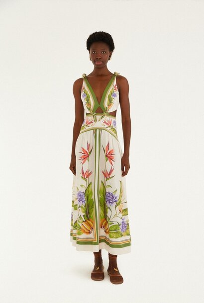 Sand Tropical Scarf Maxi Dress