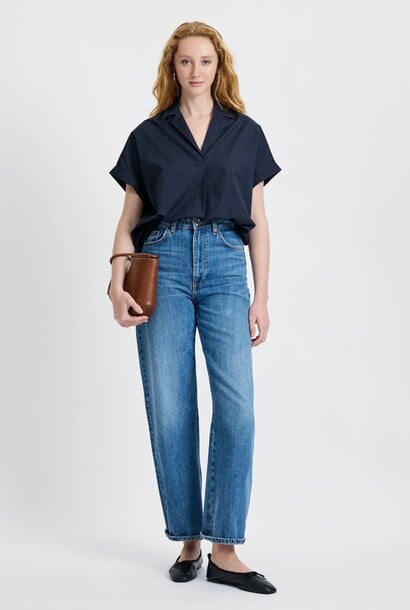 Poplin Collar Short Sleeve Pullover