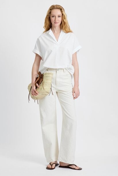 Poplin Collar Short Sleeve Pullover