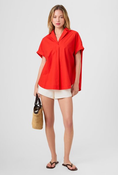 Poplin Collar Short Sleeve Pullover