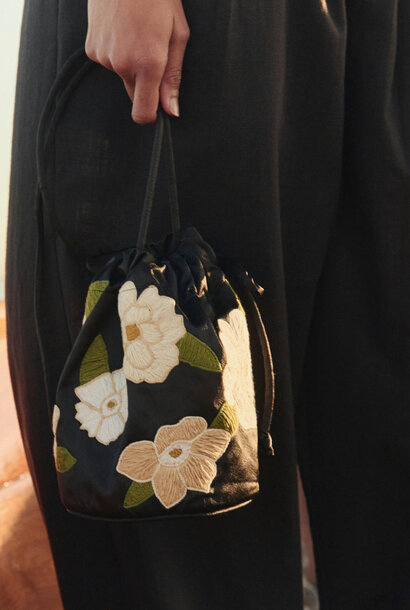 The Embroidered Cinched Bucket Bag