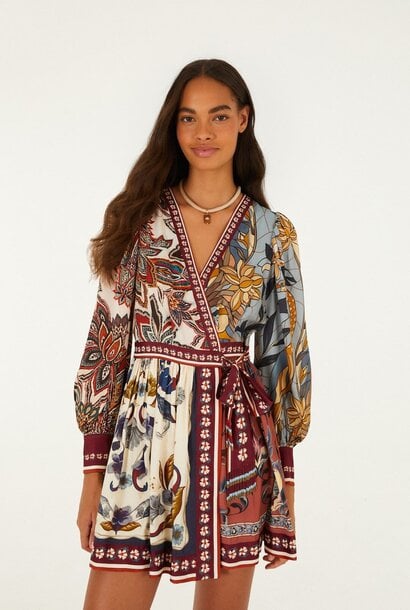 Stained Glass Beauty Mixed Scarves Mini Dress