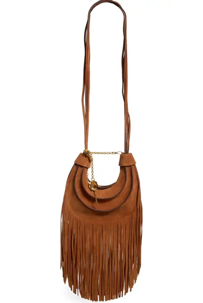 Suede Hobo Fringe Banana Bag