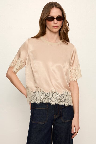 One of a Kind Satin Lace Top
