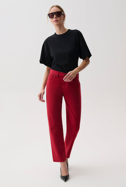 Lexi Mid-Rise Bowed Straight - Savvy Red