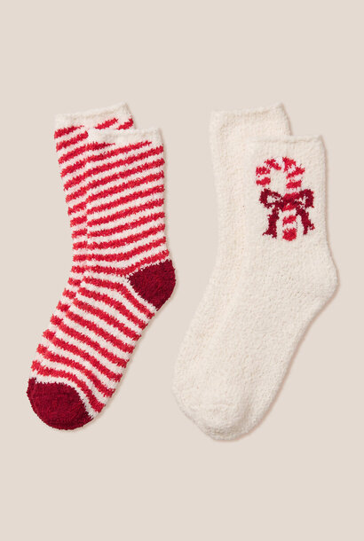 Candy Cane Fuzzy Sock Set