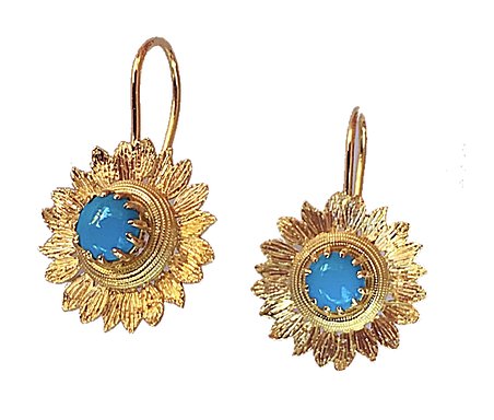 Sleeping Beauty Turquoise Sunflower Earrings Sleeping Beauty Turquoise Sunflower Earrings