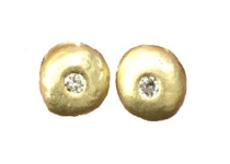 18k and Diamond Pebble Earrings