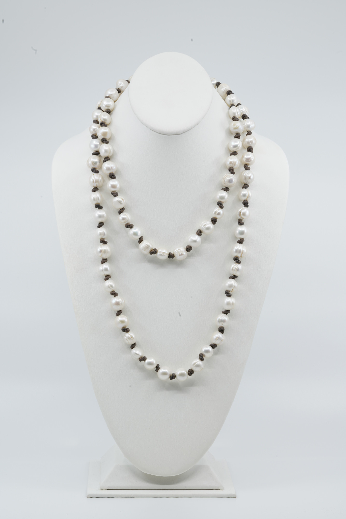 Long Pearls on Leather