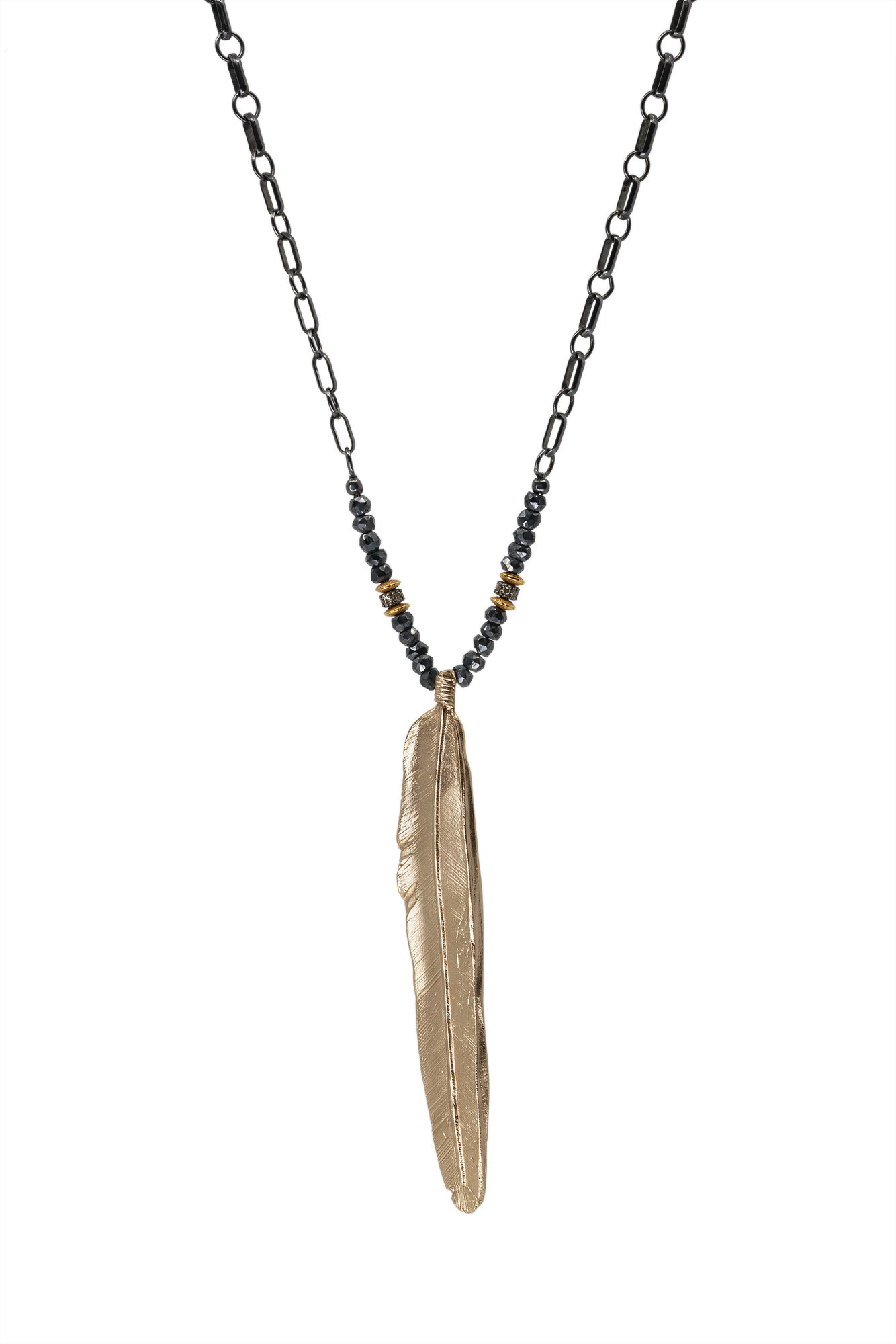 Bronze Feather on Ox Silver Chain