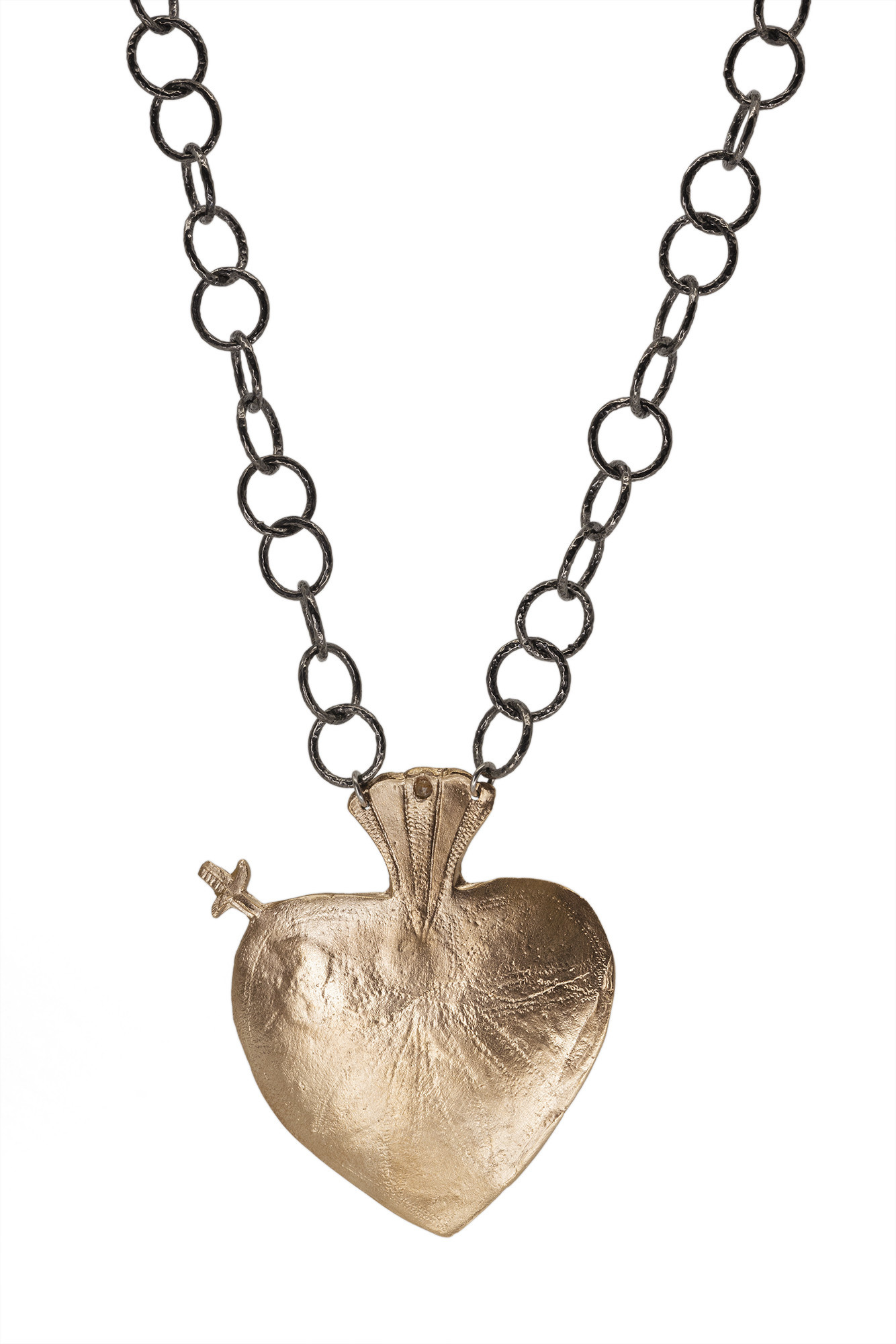 MLC Bronze Heart on Ox Silver Chain