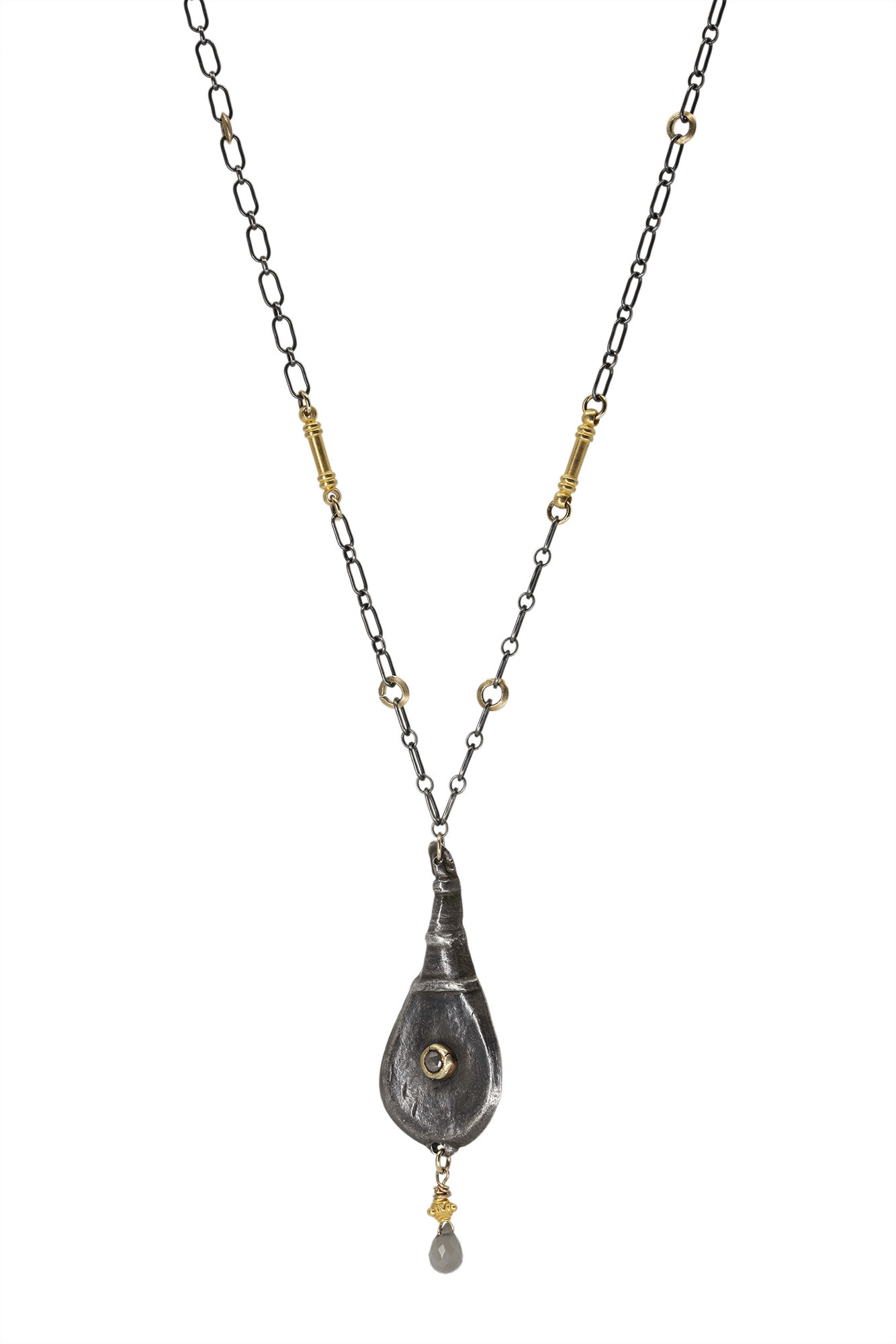 MLC Silver Pendant w/ Diamond on Ox Silver Chain