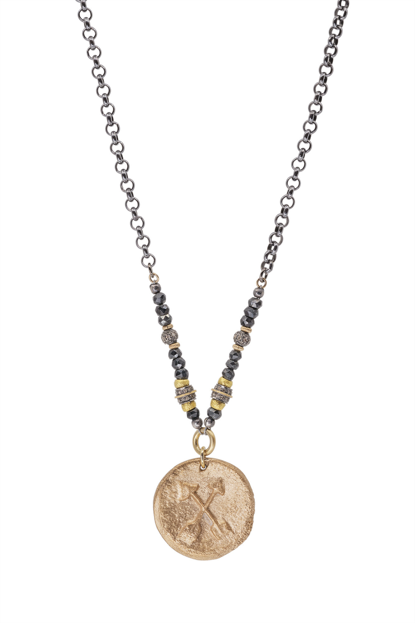 Bronze Crossed Arrows on Ox Silver