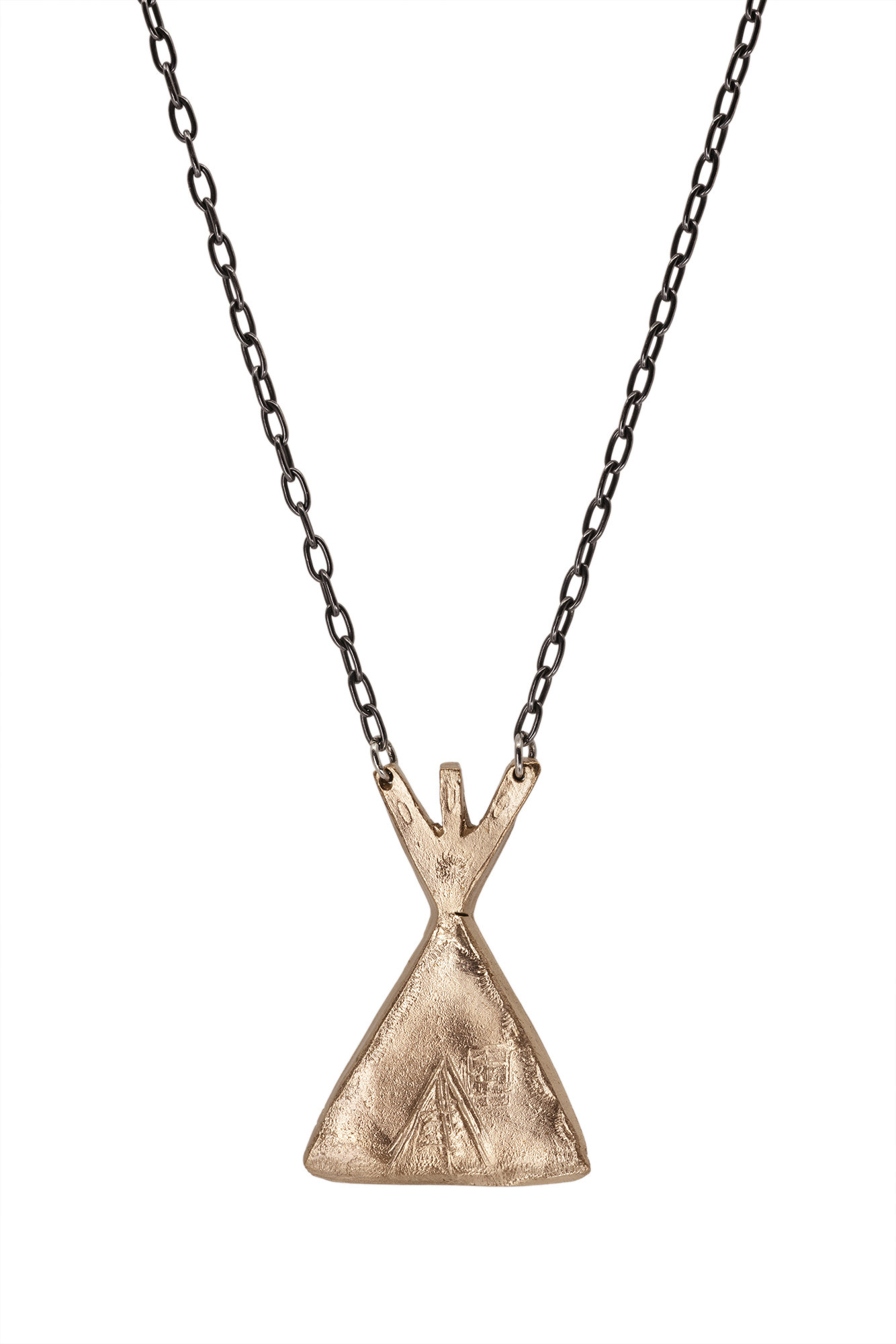 Bronze Tipi on Ox Silver Chain