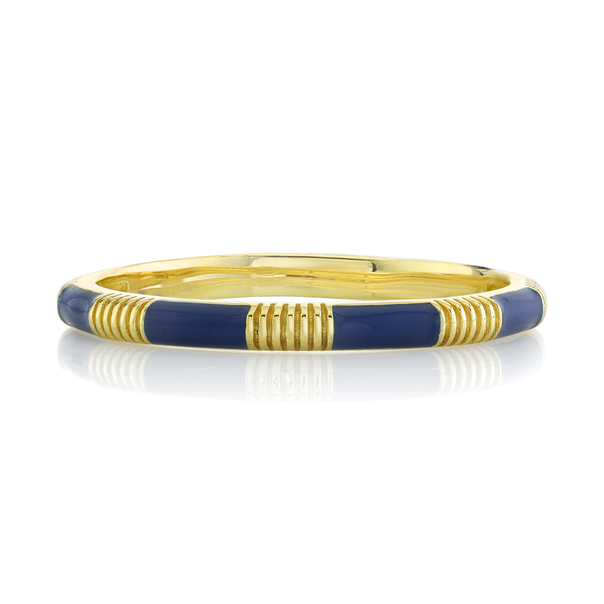 Blue Enamel Stacker Band with Strie Detail (6)