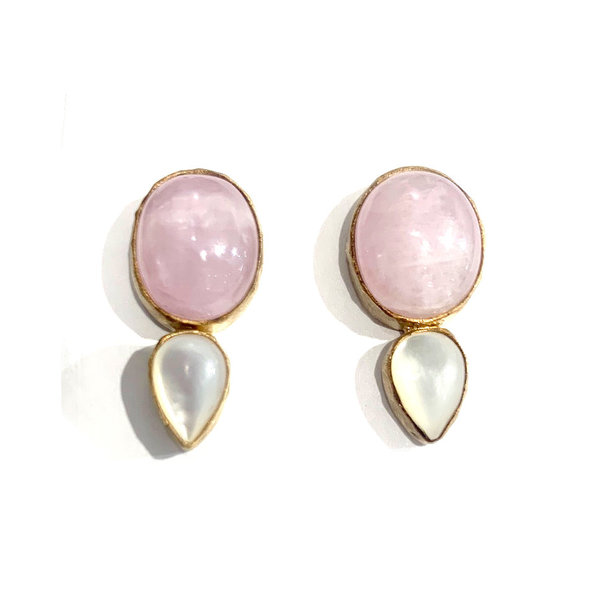Kunzite and Mother of Pearl Studs