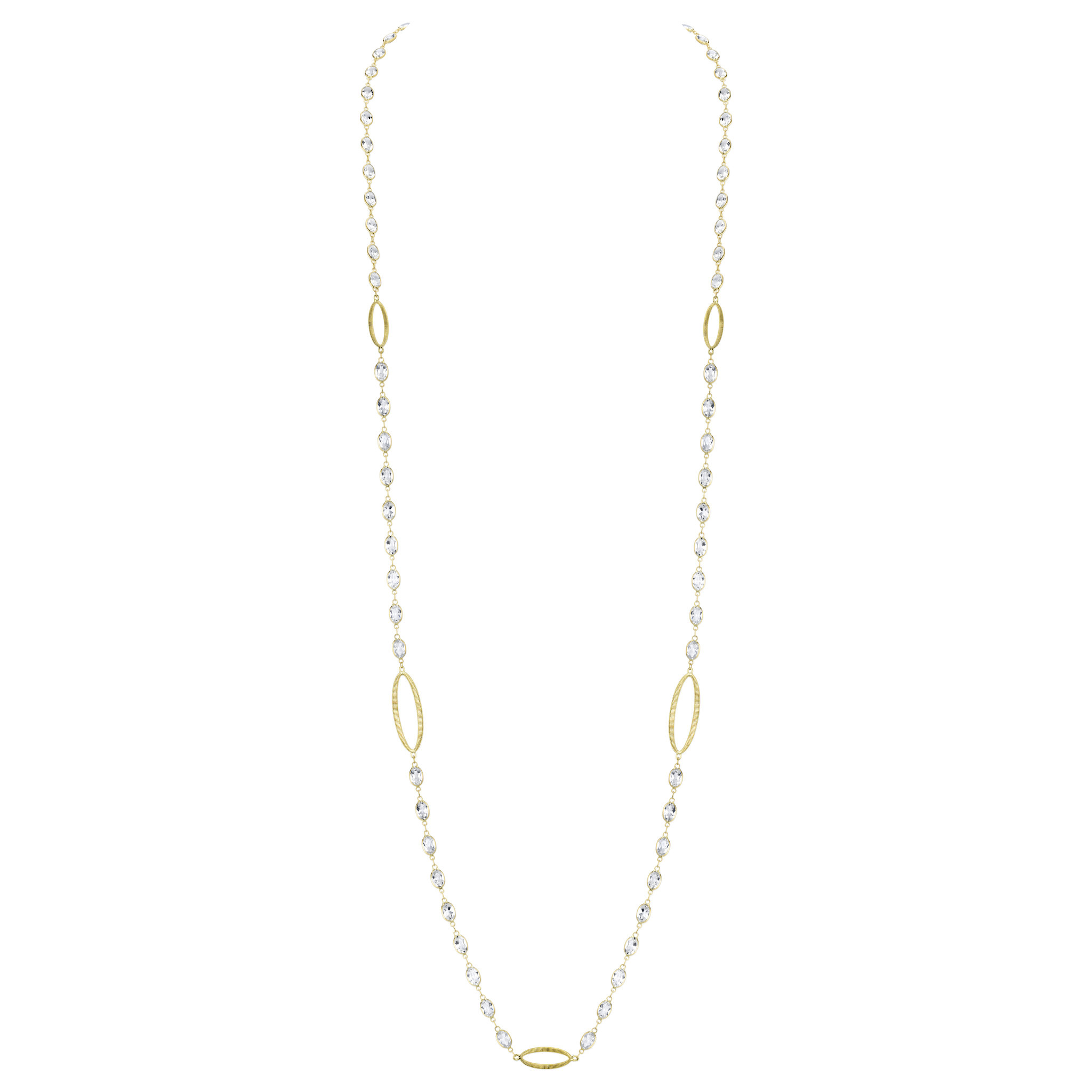 White Topaz Chain with Strie Oval Detail